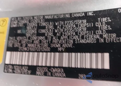 2007 Lexus Rx 350 from USA, damaged, VIN 2T2HK31U07C012600